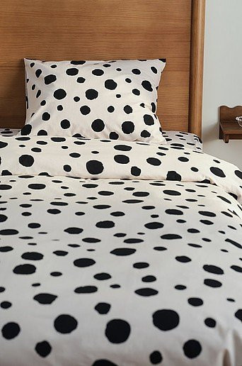 IKEA RIGMOR DOT Bettbezug aus Baumwolle mit Punktmuster in Beige und Weiß, B/H: 140 x 200 cm - Bild 1