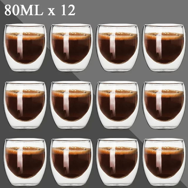 RSCHEF Doppelwandige Espressotassen aus Glas, Transparent, 80 ml - Bild 1