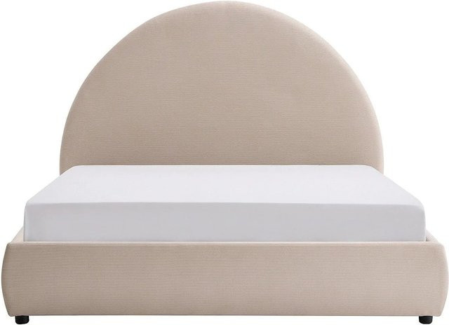 Vente-unique Bett Lirimo mit Bettkasten in Creme und Beige, Cord-Samt, B/T/H: 140 x 200 x 155 cm - Bild 1