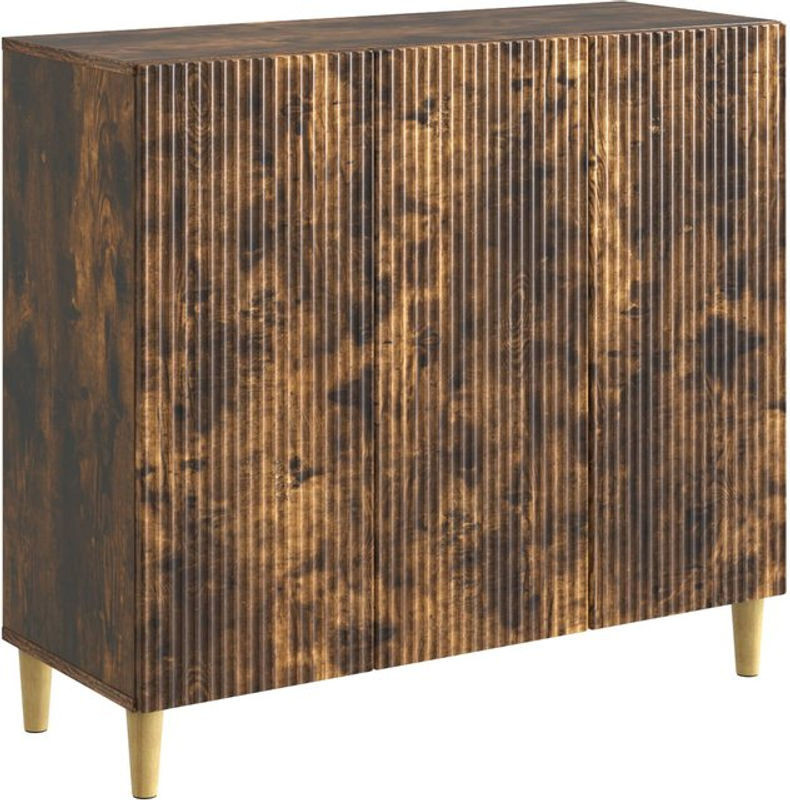 Sideboard vidaXL aus Holzwerkstoff in Geräuchert Eiche, Braun/Grau, B/T/H: 89 x 34,5 x 80 cm - Bild 1