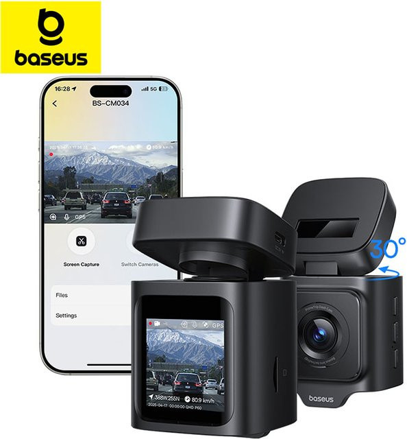 Baseus VD1 4K UHD Dash Cam mit GPS, Nachtsicht und ADAS Auto DVR in Schwarz - Bild 1
