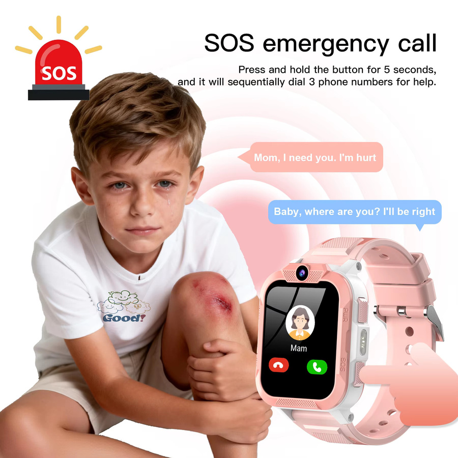 Blackview Kinder-Smartwatch mit 4G, GPS-Ortung, Video-Monitor und SOS-Funktion, wasserdicht, in Schwarz oder Pink - Bild 1