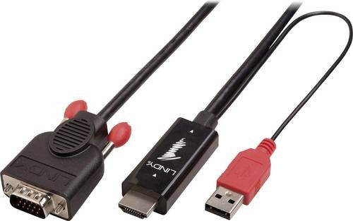 Lindy HDMI auf VGA Adapterkabel Schwarz, Länge: 3,00 m - Bild 1