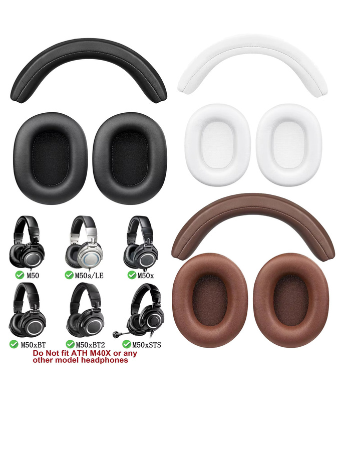 Audio-Technica Ersatz-Kopfbügel-Ohrpolster für ATH M50, M50X, M50XWH, M50XBT, M50XBT2 und M50S/LE in Schwarz oder Braun - Bild 6