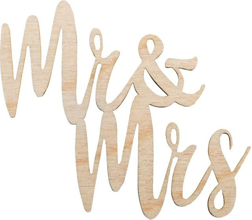 Rayher Holz Schriftzug Mini Mr & Mrs in Beige aus Sperrholz für Hochzeit, Verlobung oder Jubiläen