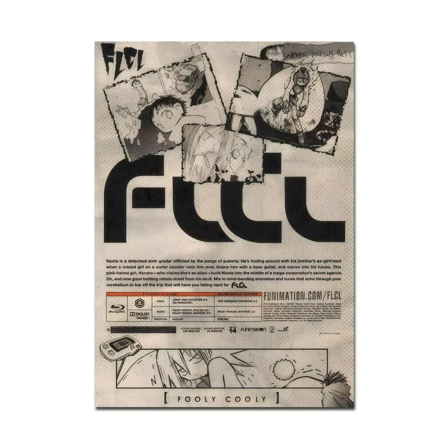 FLCL Anime Vintage selbstklebendes Kunstposter Bilibili Wandaufkleber Mehrfarbig B: 15,0 cm, H: 10,0 cm - Bild 7