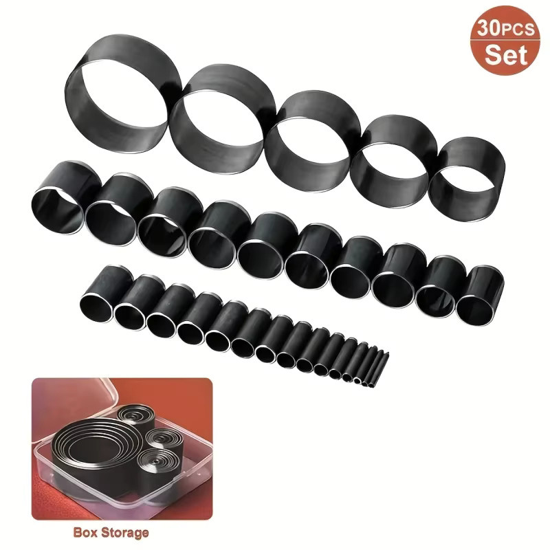 30-teiliges Set handgefertigte Lederstanzen in Silber aus Metall mit kreisförmigen Blumenformen von 1 bis 50 mm - Bild 4