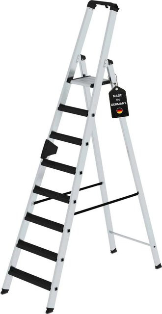 PROREGAL Stufen-Stehleiter Relax mit 8 Stufen, einseitig begehbar, Farbe: Silber - Bild 1