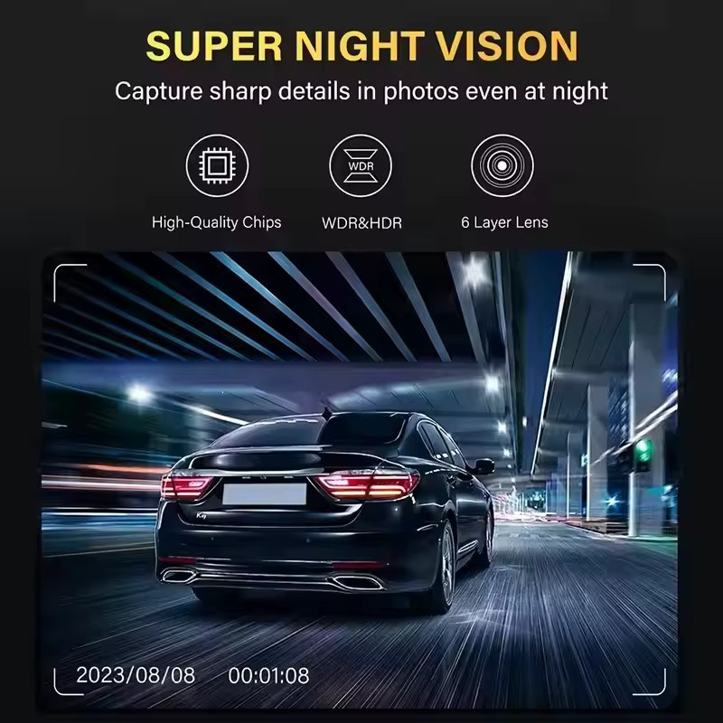 etymoofox 3-Kanal Dashcam mit WLAN und Full HD 1080P für vorne, hinten und innen in Schwarz - Bild 4