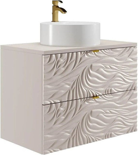 Vente-unique Einzelwaschtisch Rinarel aus Keramik in Beige, Breite: 80 cm - Bild 1