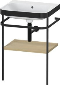 Duravit Möbelwaschtisch-Kombi Happy D.2 Plus in Weiß mit Konsole und Holzfachboden, B: 57,5 cm, T: 49 cm - Bild 1