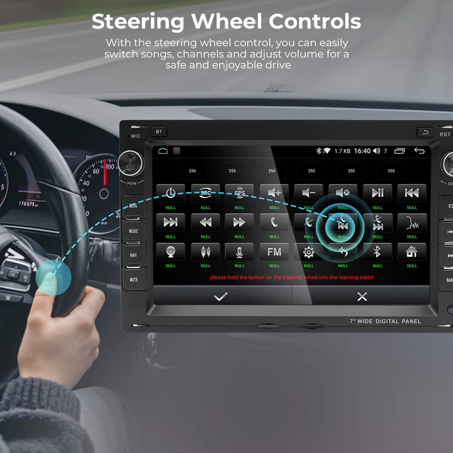 GEARELEC 2 Din Android 14 Autoradio mit 7 Zoll Display für Volkswagen VW Passat B5 MK4 MK5 Golf 4 Polo Bora T5, Schwarz, mit WiFi, Bluetooth und GPS - Bild 5