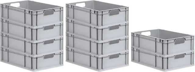 PROREGAL Spar Set 10x Eurobox Nextgen Economy Transportboxen mit offenen Griffen, Grau, H x B x T: 17 x 40 x 60 cm - Bild 1