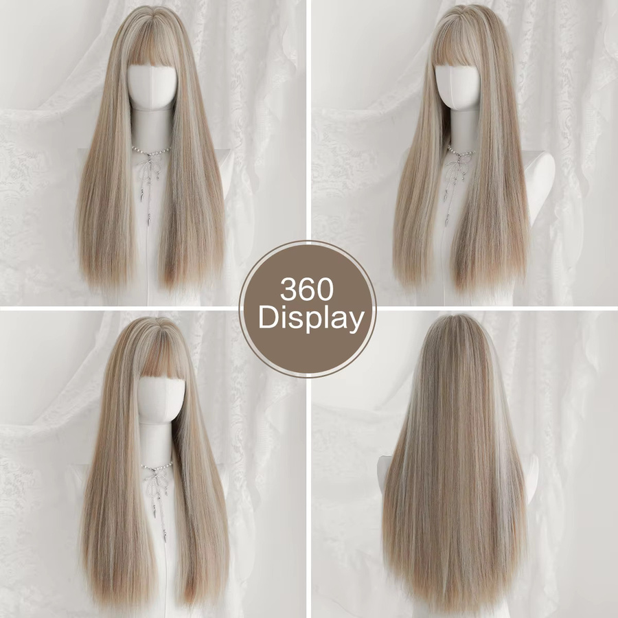 7JHH WIGS Perücke, aschblonde, glatte Haare, Damen - Bild 4