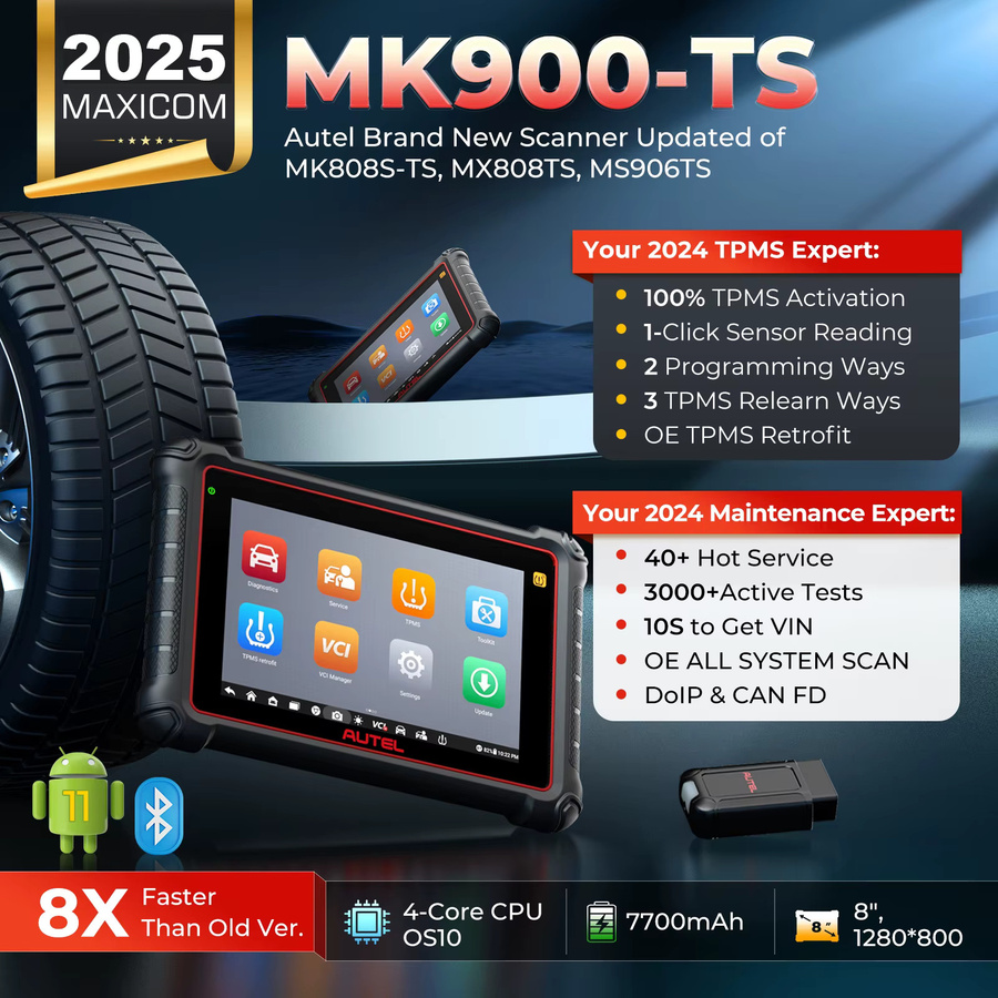 Autel MK900TS TPMS-Diagnosescanner in Schwarz mit DoIP und CAN FD für Kfz-Scanwerkzeuge - Bild 2