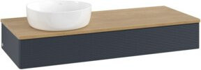 V&B Waschtischunterschrank Antao mit Frontstruktur und Beleuchtung, Eiche Honig lackiert, B: 120 cm, T: 50 cm, H: 50 cm - Bild 1