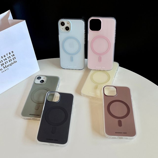 Magnetische Handyhülle mit kabelloser Ladefunktion in Macaron-Farben und matter Textur für iPhone 15 Pro Max, iPhone 16 Pro Max und iPhone 17 Pro Max, Blau und Mehrfarbig - Bild 1