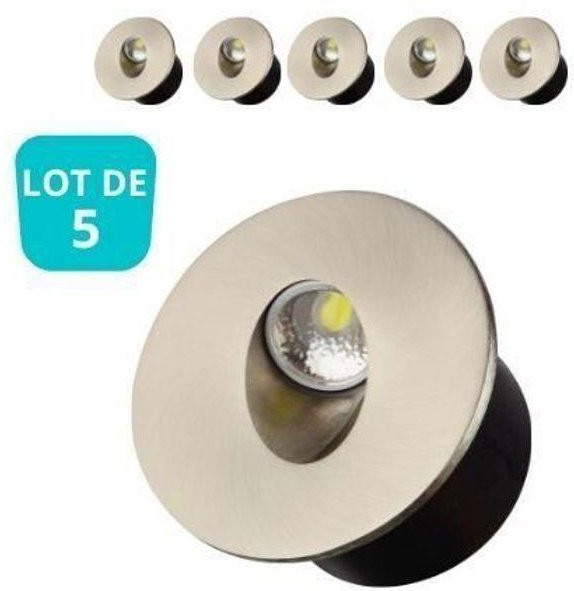 Set mit 5 runden LED-Wandstrahlern aus Chrom in Silber, 3W, 4000K, Cool White - Bild 1