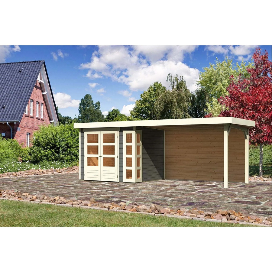 Karibu Holz-Gartenhaus Sölve in Terragrau mit Flachdach und modernem Design B: 238 cm, T: 213 cm, H: 211 cm - Bild 2