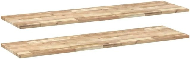 vidaXL Schweberegale Set aus Akazienholz, 2 Stück, Unbehandelt, Braun, B: 140 cm, T: 40 cm, H: 2 cm - Bild 1