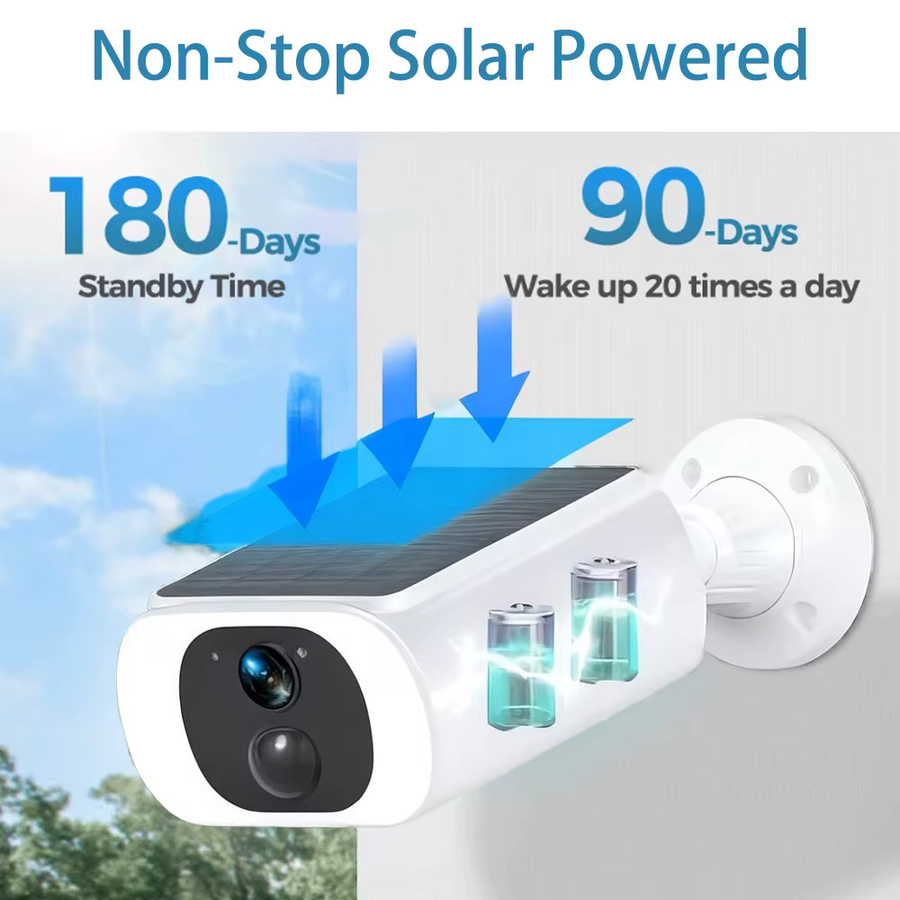 Tuya WLAN 5MP Solarkamera 2K IP-Kamera mit PIR-Bewegungserkennung und IP66-Wasserschutz, kabellos und batteriebetrieben, Farbe: Weiß - Bild 2