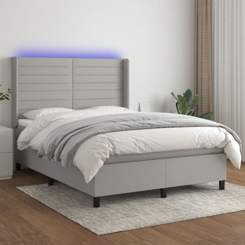 vidaxl Boxspringbett mit Matratze aus Stoff in Grau, B/T/H: 140 x 200 x 118 cm - Bild 1