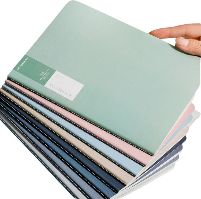 4er Set A5 Notizbücher mit Softcover und gestreiften Innenseiten, 36 Blatt, Mehrfarbig - Bild 1