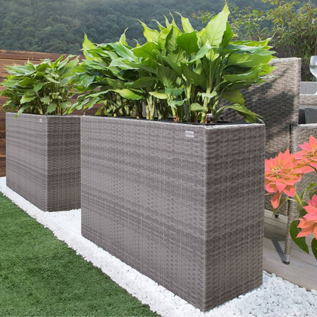 Casaria Blumenkasten Set aus Polyrattan in Grau, 4er Pack, B/T/H: 95 x 60 x 27 cm