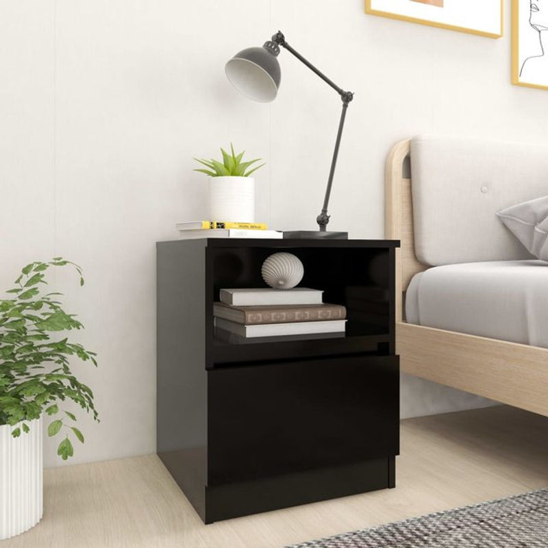 Vidaxl Set aus 2 modernen Nachttischen aus Holzwerkstoff in Schwarz, B/T/H: 40 x 40 x 50 cm - Bild 1