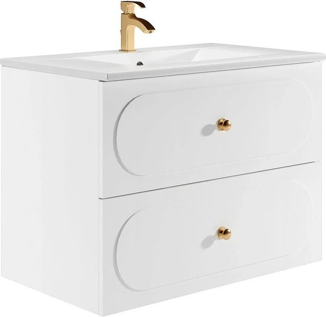 Vente-unique Einzelwaschtisch Satobal aus Keramik in Weiß, Breite: 80 cm, Tiefe: 60 cm, Höhe: 46 cm - Bild 1