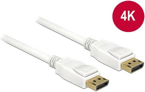 Delock DisplayPort Anschlusskabel in Weiß mit 5m Länge, 4K UHD, vergoldete Steckkontakte und dreifach geschirmt - Bild 1