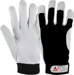 Hase Arbeitshandschuhe Power Grip II aus Ziegennappaleder in Schwarz-Weiß, Größe 9 - Bild 1