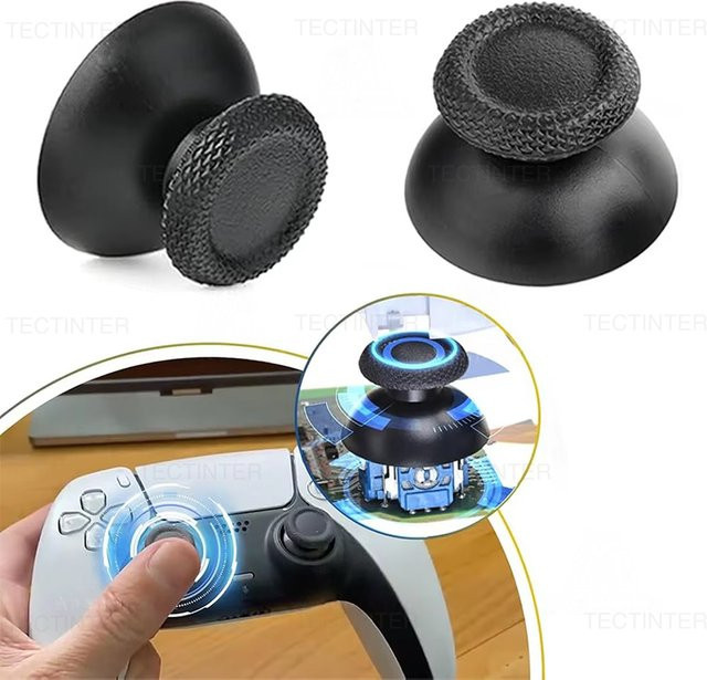 TECTINTER Ersatz-Joysticks für PS5 Slim und Pro Gamepads, Daumengriff-Kappen für PlayStation 5 Controller Zubehör, Schwarz - Bild 1