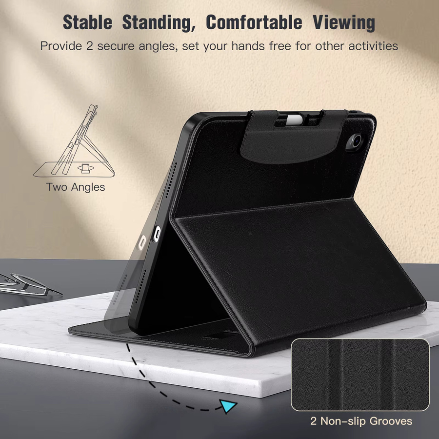 Dadanism Premium Leder Folio Ständer Hülle für iPad 11 Zoll (11. Generation 2025) und iPad 10,9 Zoll (10. Generation 2022) in Schwarz oder Braun - Bild 3