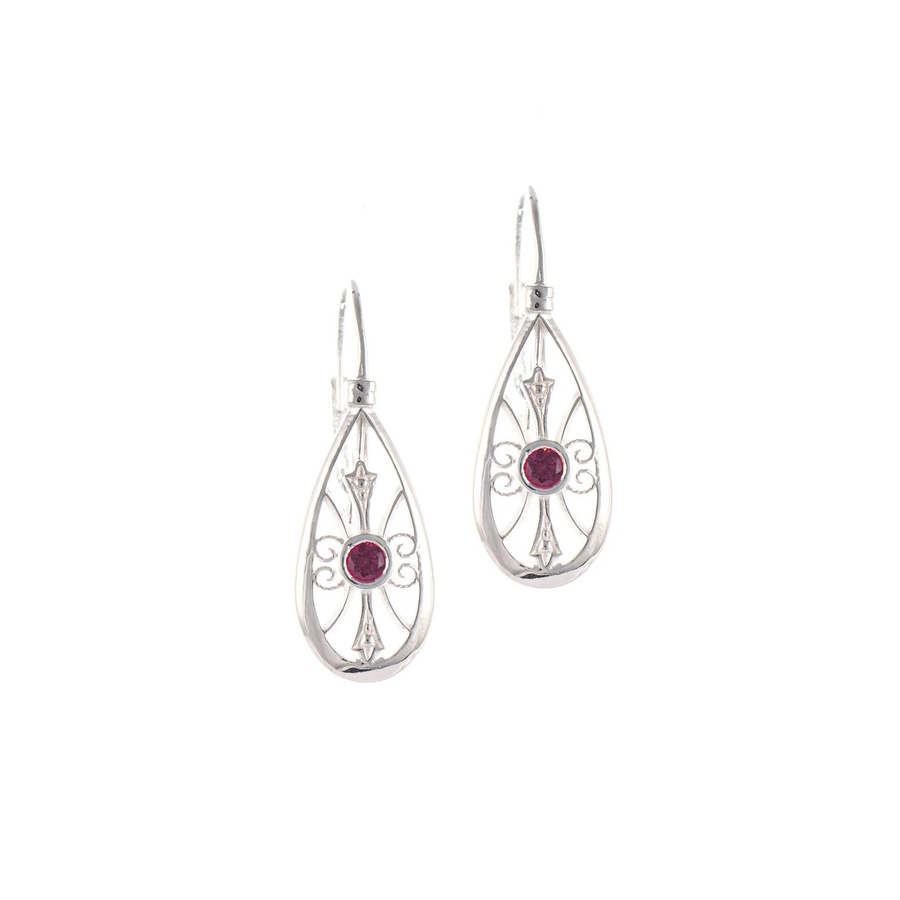 Ohrringe Bouton 925 Silber, Zirkonia, beere, Damen - Bild 1