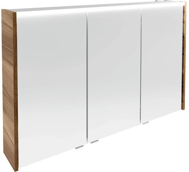 Fackelmann Spiegelschrank Verona mit LED-Beleuchtung und 3 Türen, Nussbaum, B/H/T: 110 x 68,3 x 16,5 cm - Bild 1