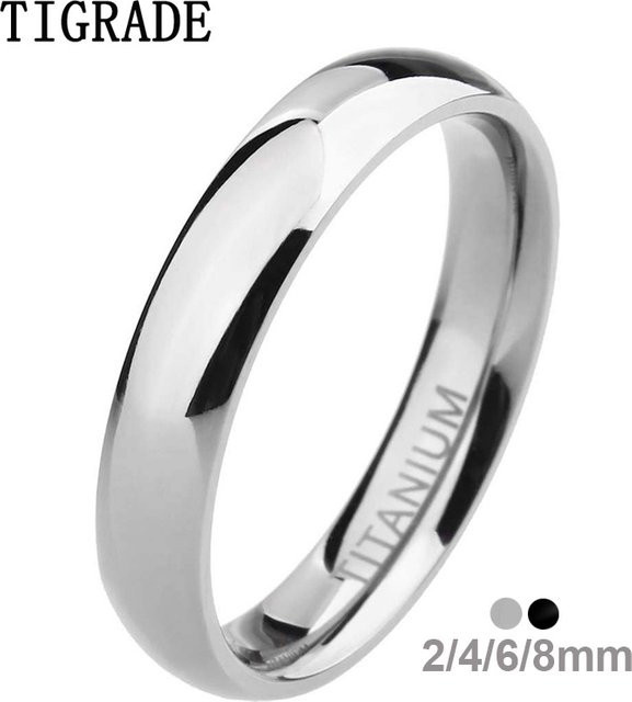TIGRADE Ehering, Titan, Schwarz, Silber, Unisex - Bild 1