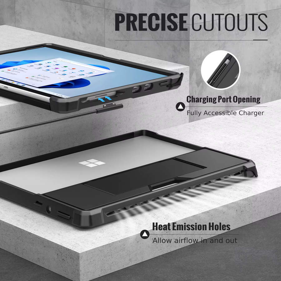 Robuste All-in-One Schutzhülle von dadanism für Surface Go 10 Zoll, Surface Pro 9 8 13 Zoll sowie Surface Pro 7+ Pro 7 Pro 6 Pro 5 Pro 4 in Schwarz - Bild 5