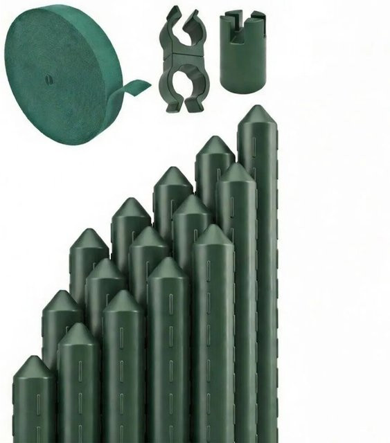 TTL GARDEN Rankstäbe 15er Set Grün, Kunststoffbeschichtet mit Stahlkern für Garten und Gewächshaus, Höhe: 90 cm - Bild 1