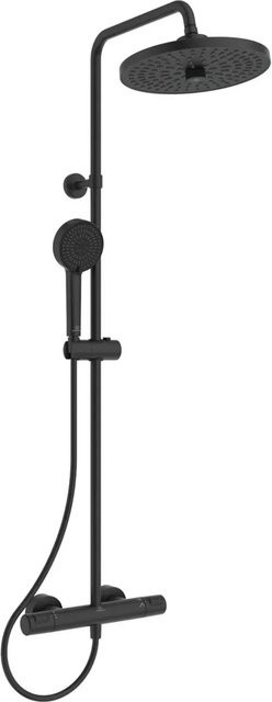 Ideal Standard Brausegarnitur Ceratherm T25+ A7212XG mit Thermostat, Handbrause und Regendusche in Schwarz Matt - Bild 1