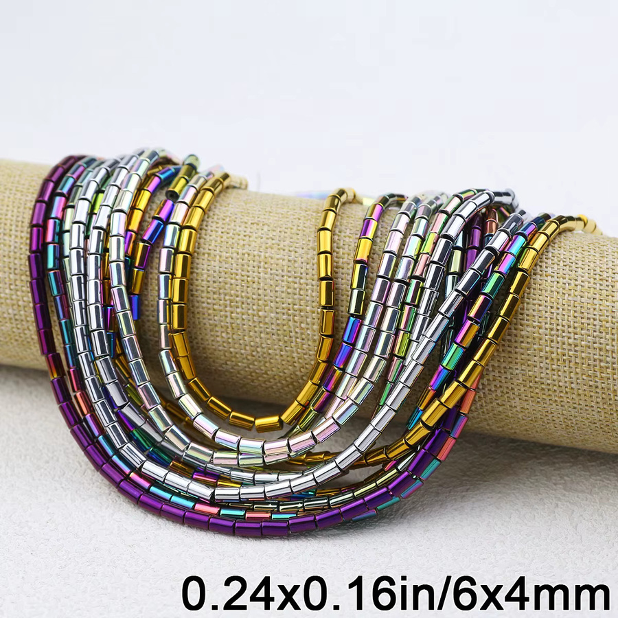 JHNBY Perlen Hämatit Naturstein, Zylinder Rohr, 6x4mm, Unisex - Bild 3