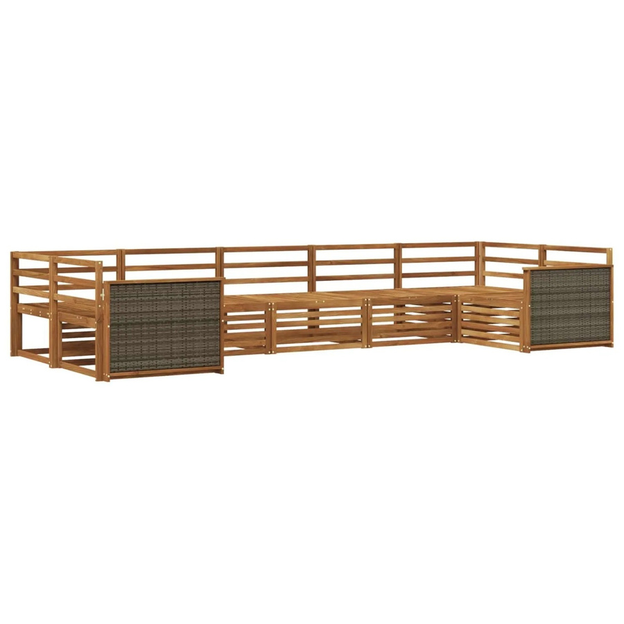 vidaXL Outdoor-Sofagarnitur aus Akazienholz in Braun, 7-teiliges L-Shape Set mit Ecksofas und Armlehnen - Bild 1