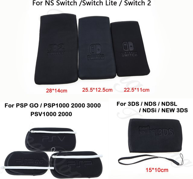 TingDong Weiche Schutzhülle in Schwarz für verschiedene Spielkonsolen wie 3DS, NDS, PSV, PSP, Nintendo Switch und Switch Lite - Bild 1