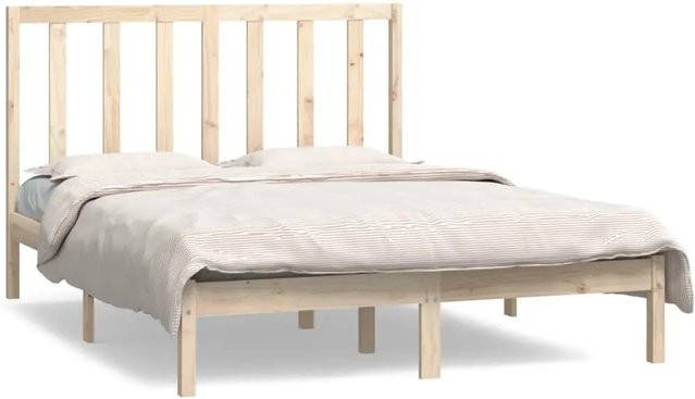 vidaXL Massivholzbett aus Kiefer in Braun, B/T/H: 135 x 190 cm - Bild 1