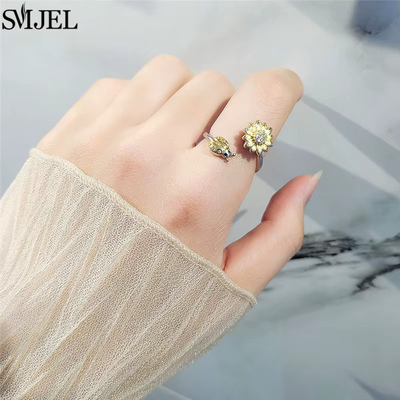 SMJEL Fidget Spinner Ring, Kristall, Silber, Damen - Bild 1