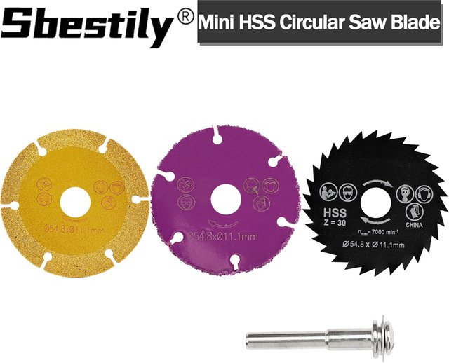 SI FANG 3er Set Diamant Sägeblatt HSS Kreissäge Klinge mit Schaft zum Schneiden von Metall und Holz für Drehwerkzeuge, Durchmesser: 54,8 mm, Breite: 11,1 mm - Bild 1