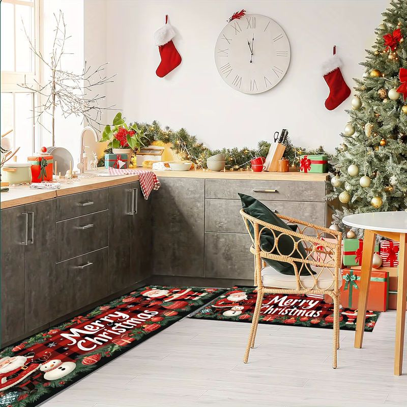 Vikama Weihnachtsmann-Teppich in Multicolor, wasserdichter Teppich für Wohnzimmer und Küche als Weihnachtsdekoration - Bild 6