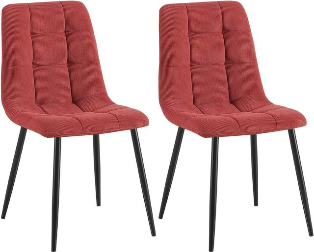CLP 2er Set Esszimmerstühle Tilde, moderne gepolsterte Küchenstühle mit gestepptem Bezug und Metallgestell - Bild 1