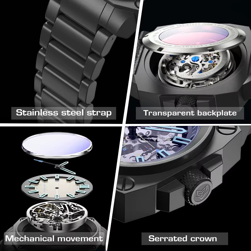 FeelNever Armbanduhr Automatik, Edelstahl, Blau, Herren - Bild 5