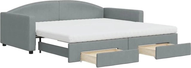 vidaXL Tagesbett ausziehbar mit Schubladen in Grau mit Polsterung und Schlaffunktion B/T/H: 100–120 x 200 x 75 cm - Bild 1
